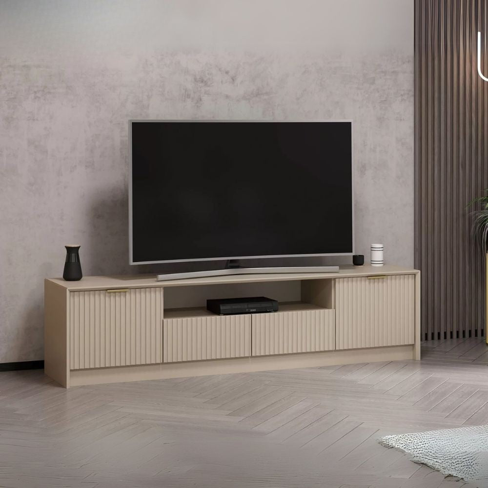 Porta TV Kale cashmere effetto cannettato 180x35x45H
