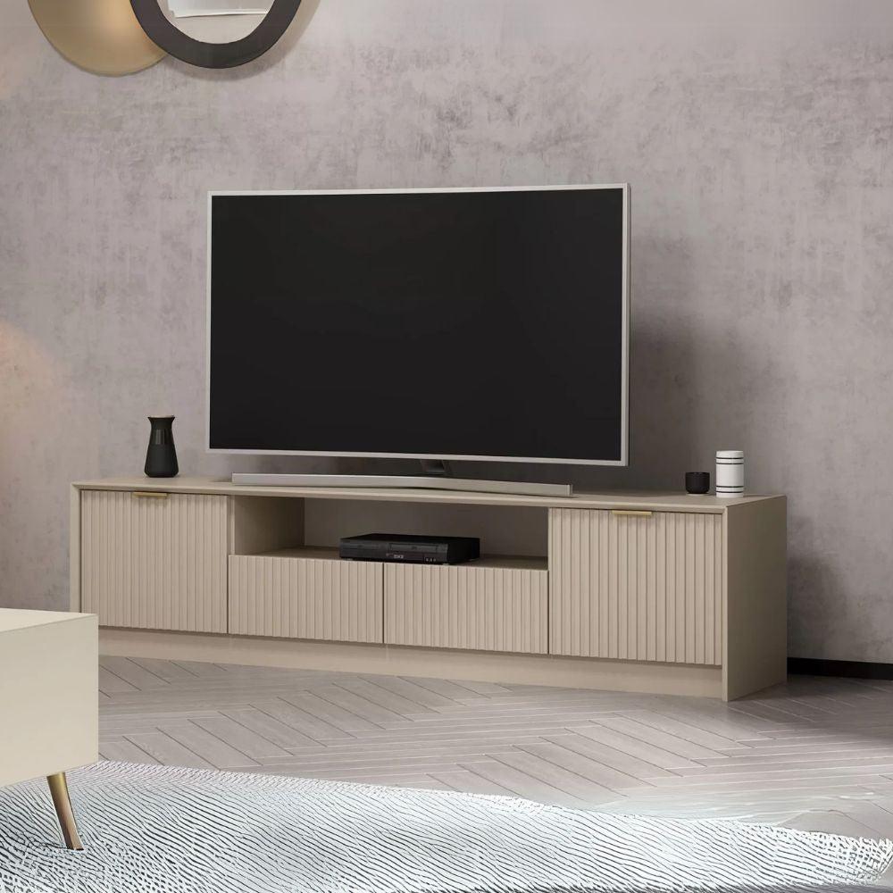 Porta TV Kale cashmere effetto cannettato 180x35x45H