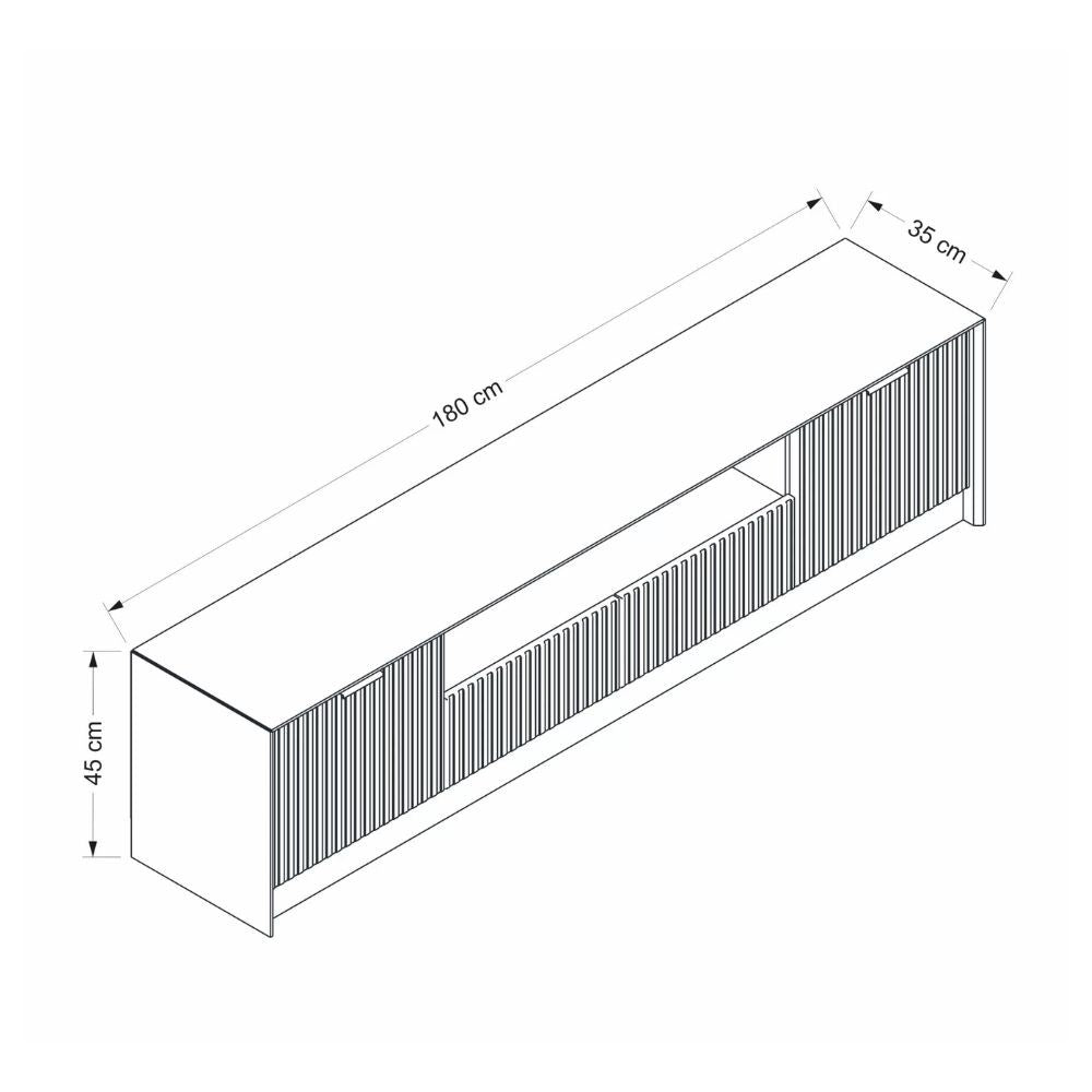 Porta TV Kale cashmere effetto cannettato 180x35x45H