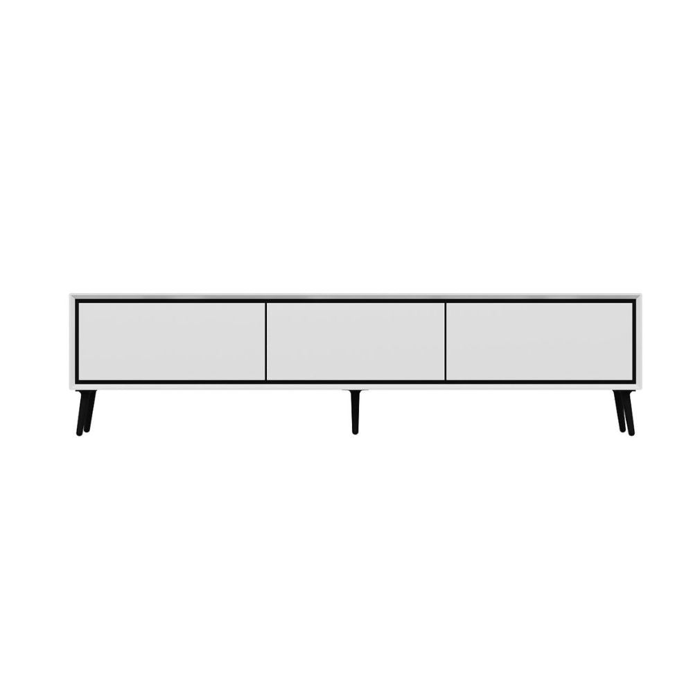 Porta TV Mandy bianco 180x35x45H con 3 ante e piedi neri