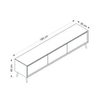 Porta TV Mandy bianco 180x35x45H con 3 ante e piedi neri