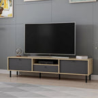 Porta TV Lida antracite e rovere 180x40x45H con 3 ante e vano a giorno