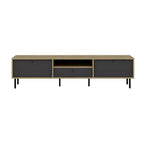 Porta TV Lida antracite e rovere 180x40x45H con 3 ante e vano a giorno