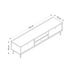 Porta TV Lida antracite e rovere 180x40x45H con 3 ante e vano a giorno