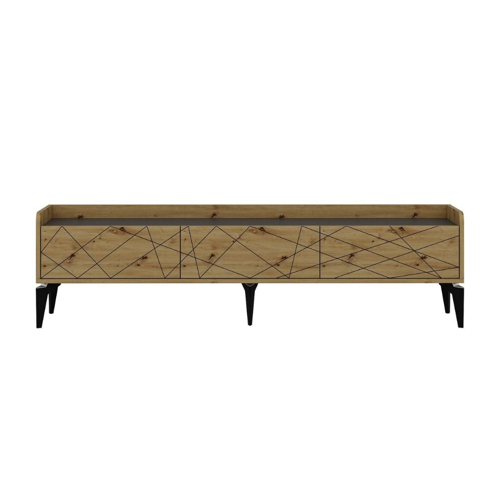 Mobile porta TV Raya rovere nodato 180x35x49H: Stile Geometrico e raffinatezza per un soggiorno di tendenza