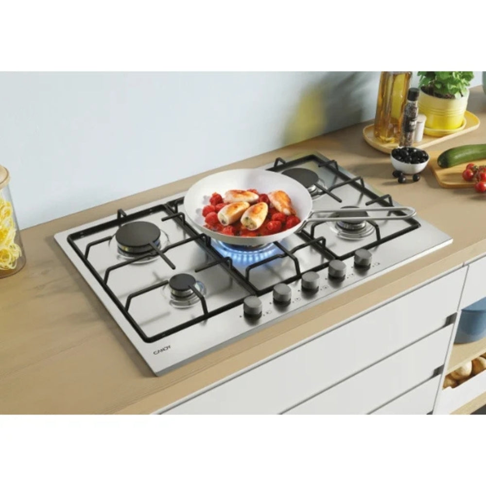 Piano cottura a gas 5 fuochi 75 cm inox Candy CHW74WX