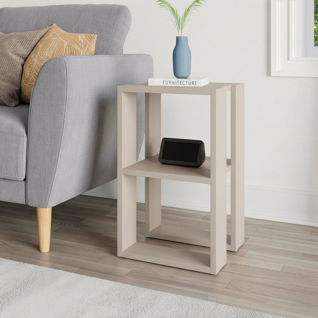 Comodino due ripiani 34x30x55h colore cashmere Lonie