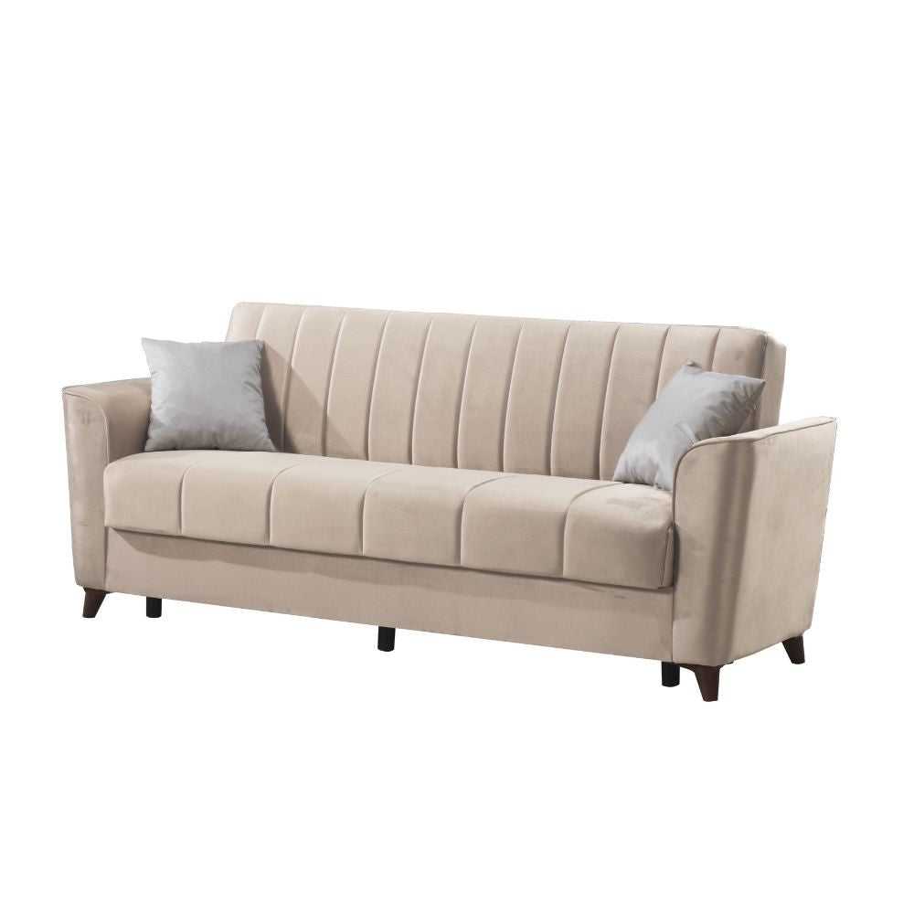 Divano letto Duca 3 posti crema con contenitore e funzione letto 223x86x89H