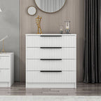 Cassettiera 4 cassetti Kale bianco effetto cannettato 72x42x77H