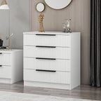 Cassettiera 4 cassetti Kale bianco effetto cannettato 72x42x77H