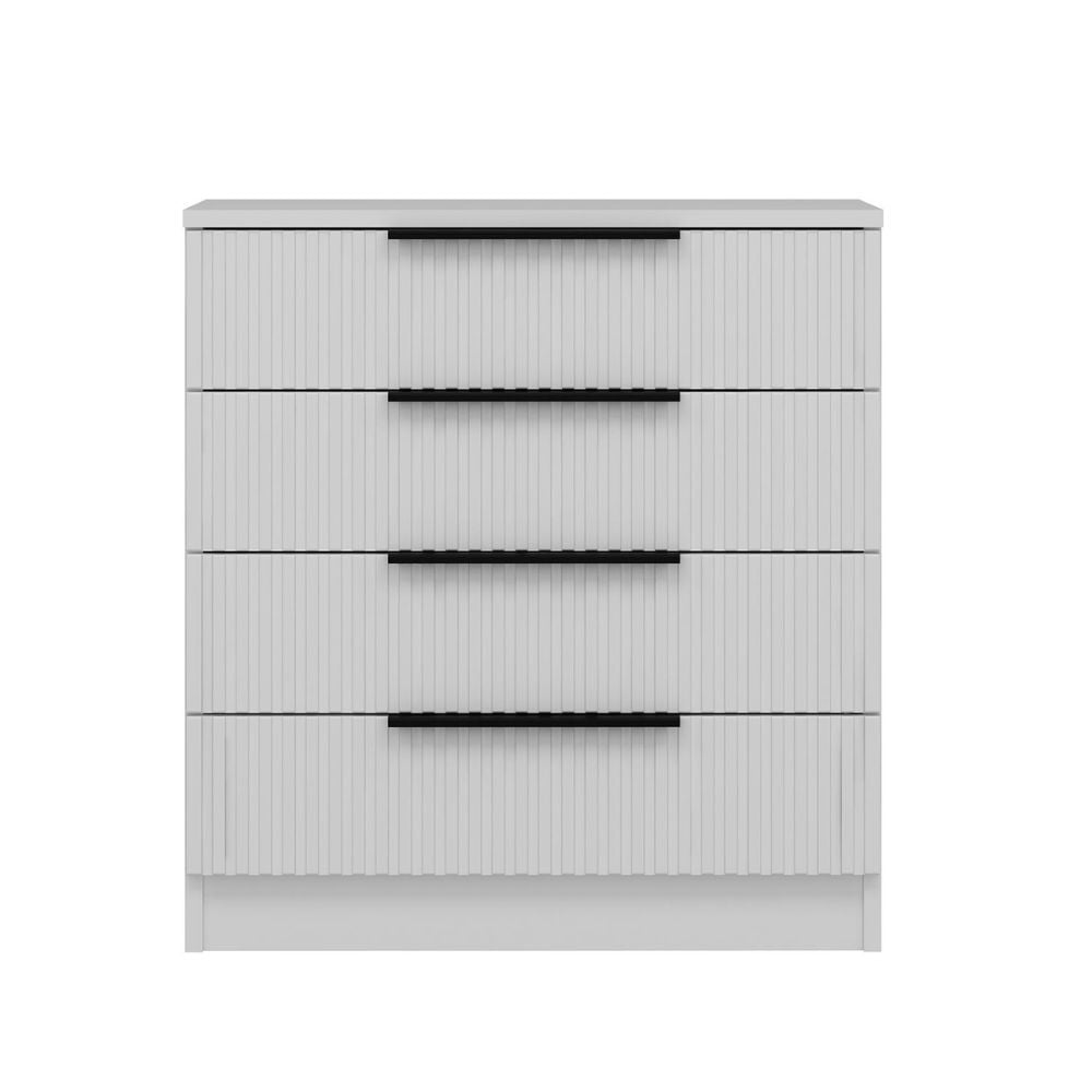 Cassettiera 4 cassetti Kale bianco effetto cannettato 72x42x77H