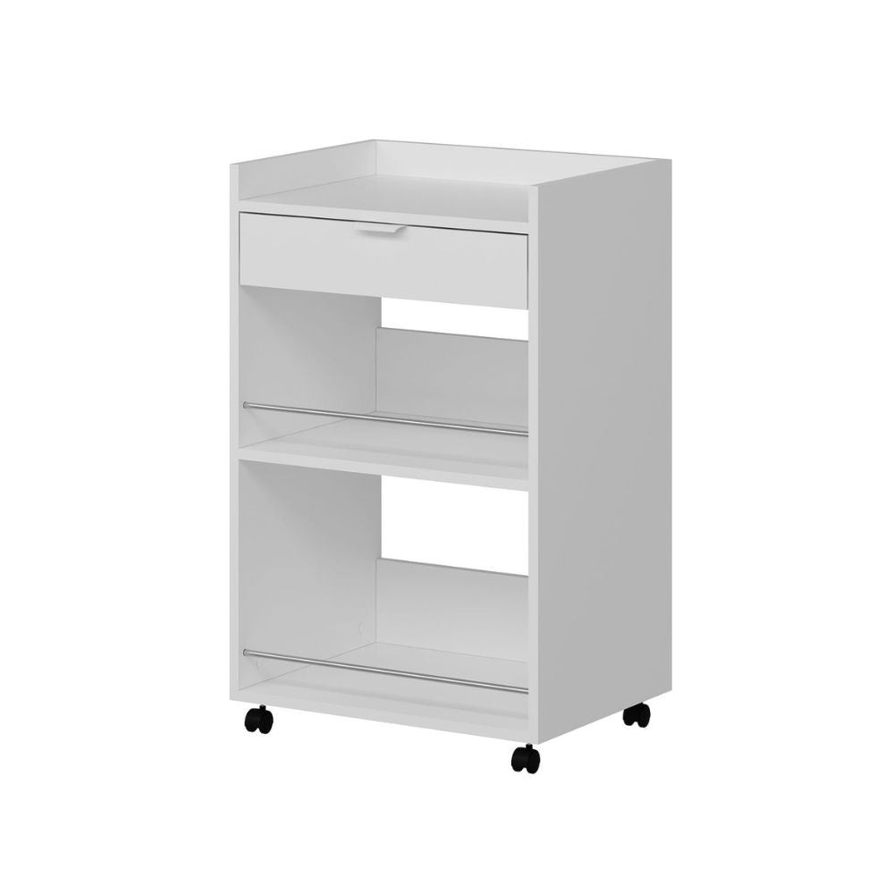 Carrello da cucina con cassetto e vani a giorno Liana bianco 60x45x95H