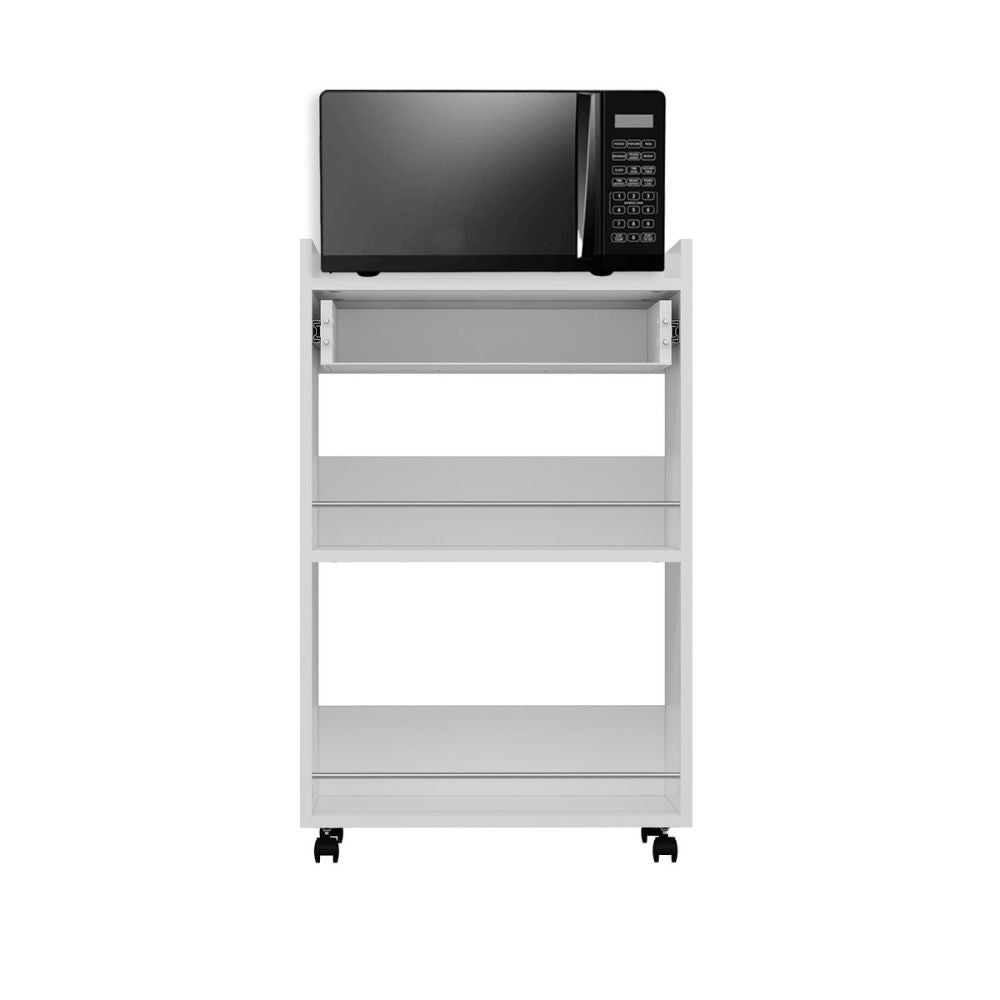 Carrello da cucina con cassetto e vani a giorno Liana bianco 60x45x95H