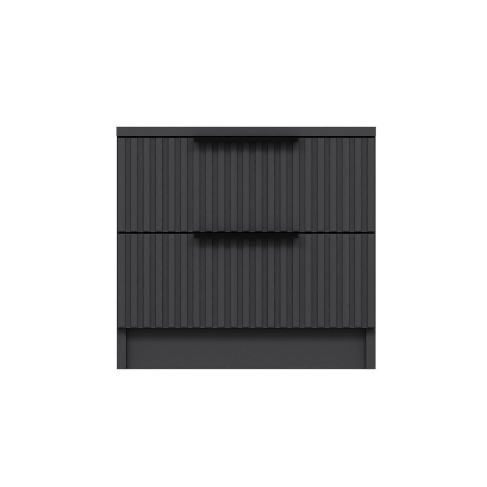 Comodino Kale antracite effetto cannettato due cassetti 50x40x47H