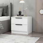 Comodino Kale bianco effetto cannettato due cassetti 50x40x47H