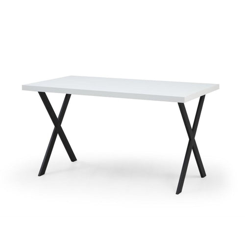 Tavolo fisso rettangolare Brayn colore bianco 139x80x76H gambe in metallo nero