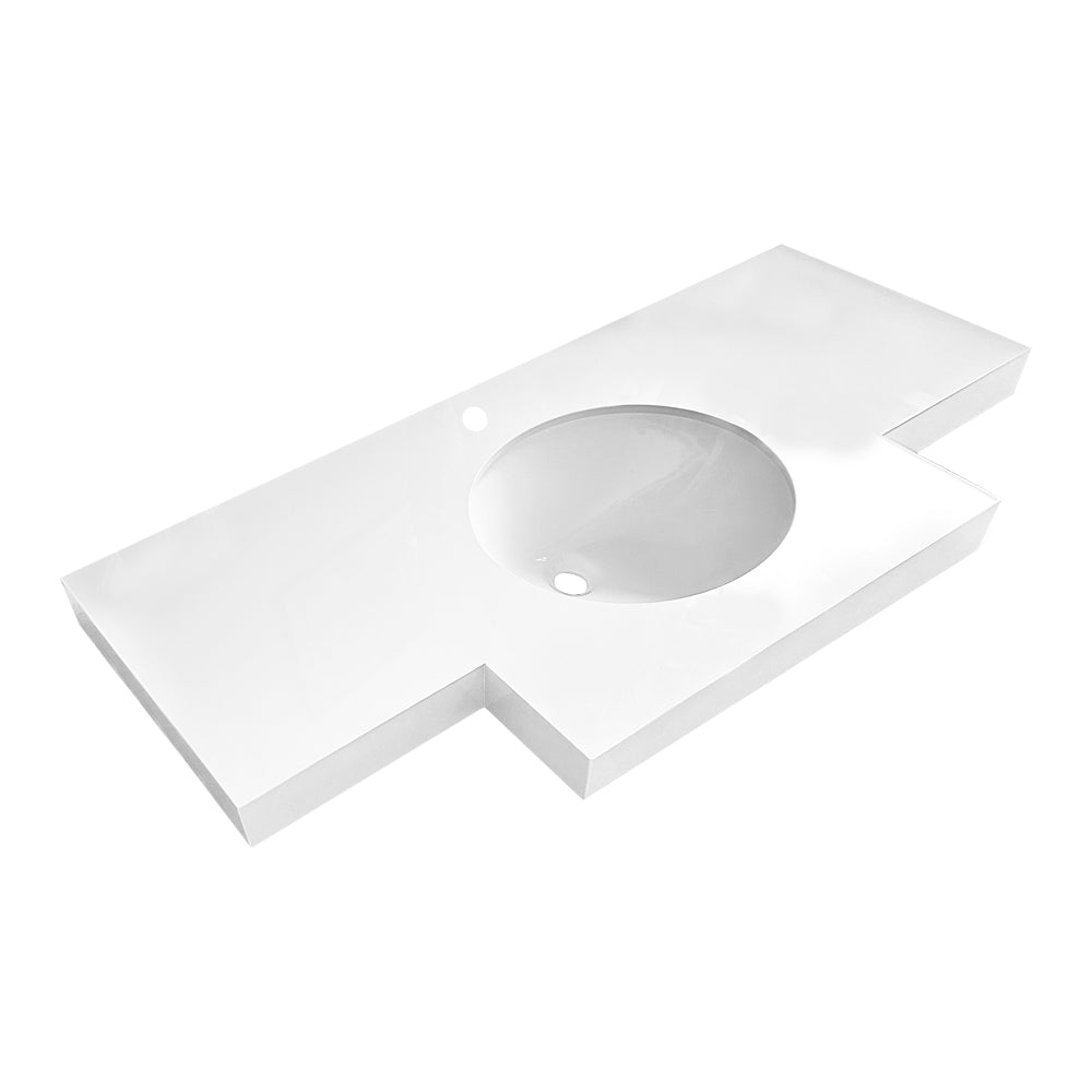 Lavabo da incasso con top in pietra sinterizzata e vasca in ceramica bianco lucido YJ12250