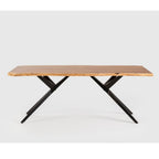 Tavolo fisso Mudri in legno di Acacia con gambe in metallo nero 200x100x75H