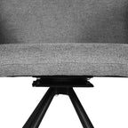 Lot de 2 Chaises avec accoudoirs en tissu gris et pieds en métal noir - Greta