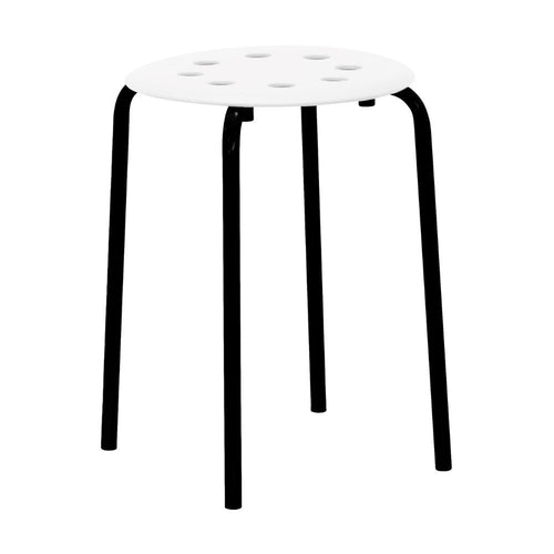 Sgabello impilabile H2008 bianco con gambe in metallo nere - Leggero, versatile e sempre pronto all'uso