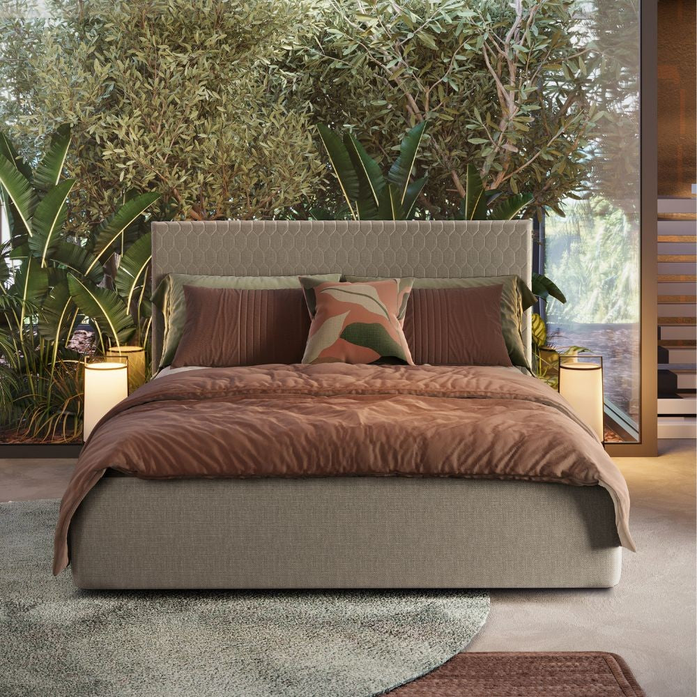 Camera da letto Faba con armadio noce e talco e letto contenitore Parigi