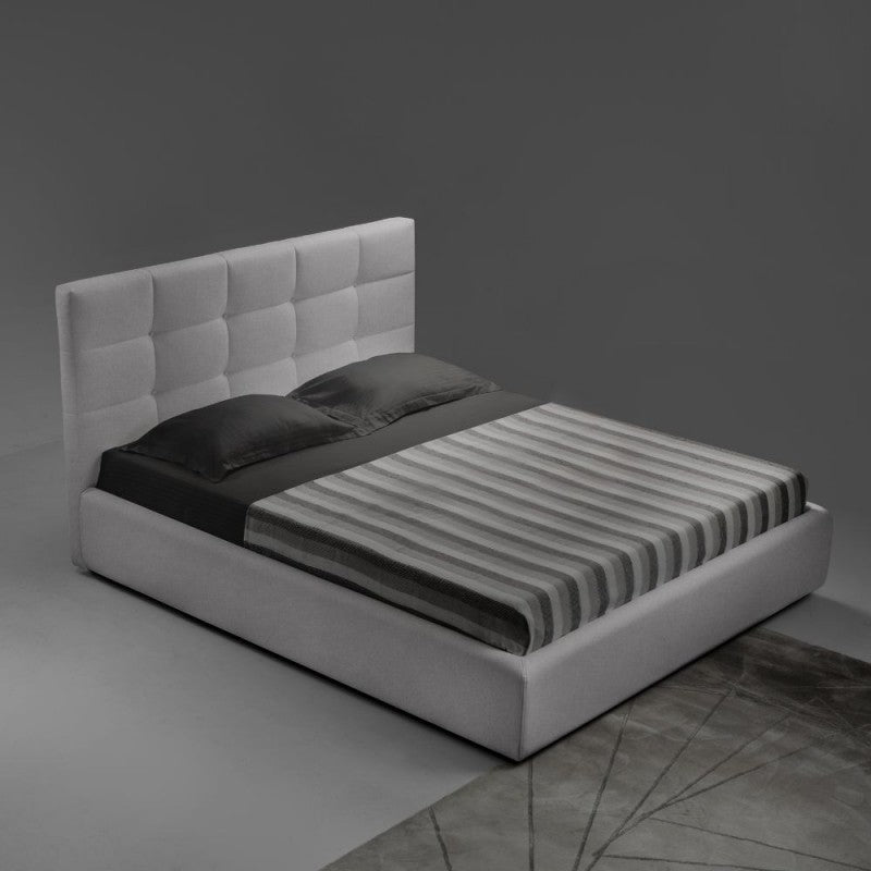 Camera da letto Faba armadio con specchi e ante grigio e cemento e letto contenitore Ascoli