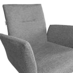 Lot de 2 Chaises avec accoudoirs en tissu gris et pieds en métal noir - Greta