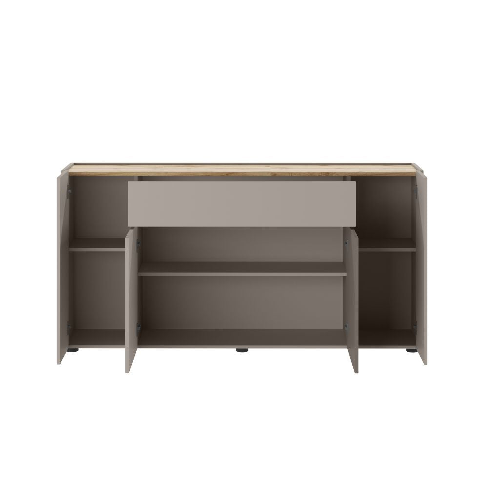 Madia con 4 ante e 1 cassetto colore grigio e rovere 170x85H cm - Solke