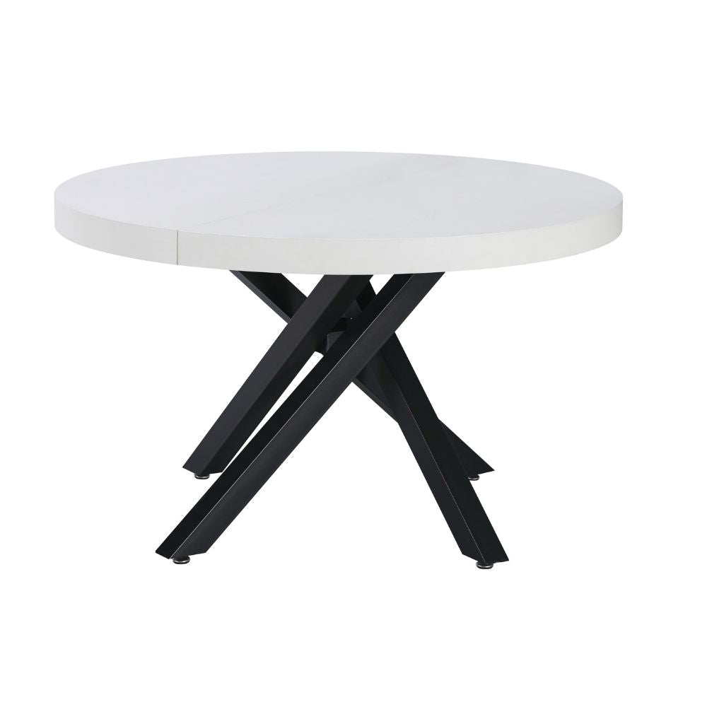 Tavolo rotondo allungabile con piano colore bianco opaco e gambe nere 120x75H cm - Mooni