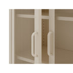 Credenza alta in metallo Diora crema con 2 ante reticolate e 3 ripiani - Design industriale, anima versatile