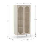 Credenza alta in metallo Diora crema con 2 ante reticolate e 3 ripiani - Design industriale, anima versatile