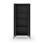 Credenza alta in metallo Diora nero con 2 ante reticolate e 3 ripiani - Design industriale, anima versatile