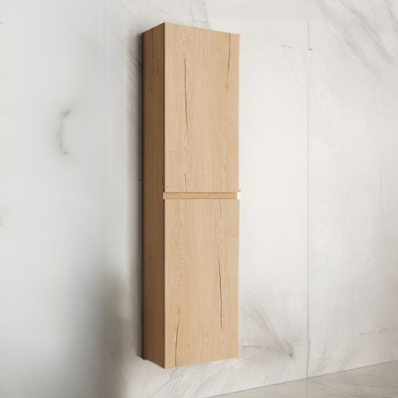 Colonna pensile bagno sospesa con 2 ante colore rovere 35x31x150H cm - Moider