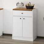 Mobile multiuso Viola con 2 ante e 1 cassetto 64x45x90H - Bianco con Top rovere scuro