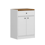 Mobile multiuso Viola con 2 ante e 1 cassetto 64x45x90H - Bianco con Top rovere scuro