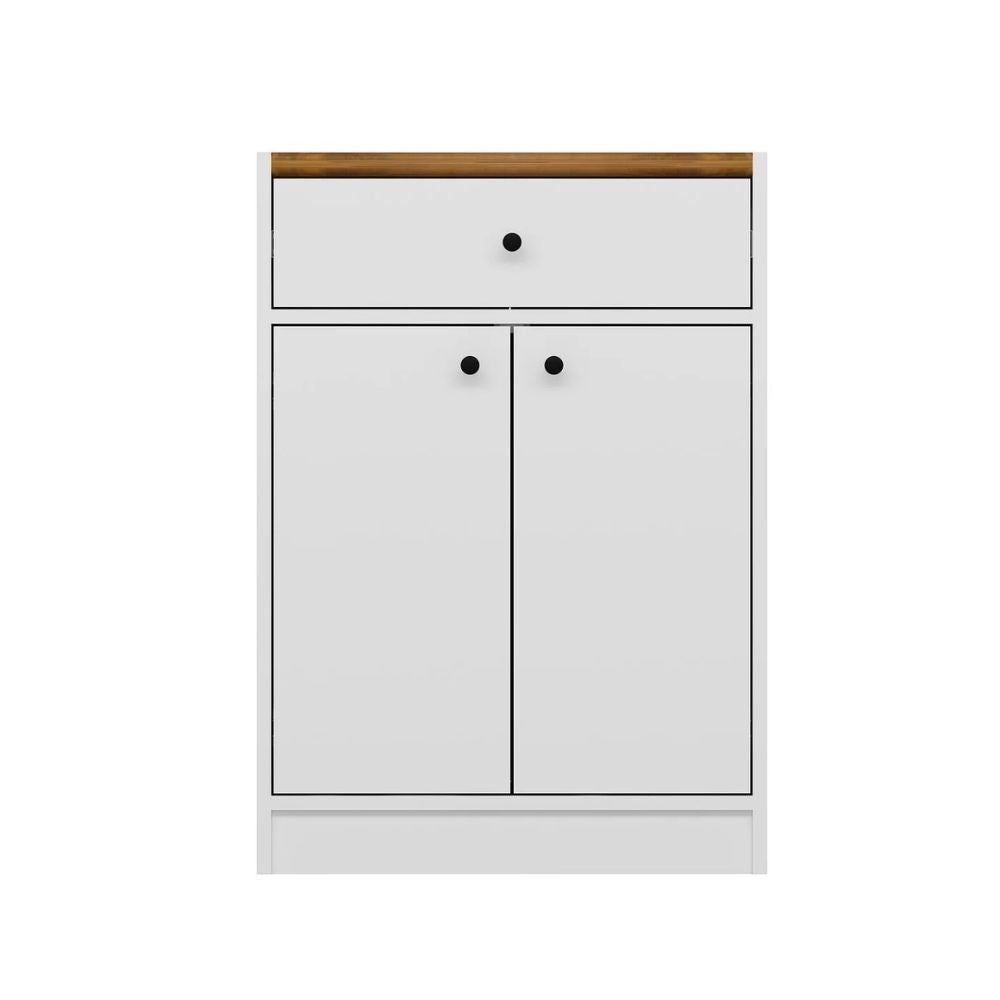 Mobile multiuso Viola con 2 ante e 1 cassetto 64x45x90H - Bianco con Top rovere scuro