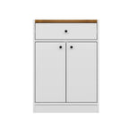 Mobile multiuso Viola con 2 ante e 1 cassetto 64x45x90H - Bianco con Top rovere scuro