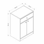Mobile multiuso Viola con 2 ante e 1 cassetto 64x45x90H - Bianco con Top rovere scuro