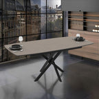 Tavolo allungabile piano grigio tortora e gambe in metallo nero Filis 145x90x76H