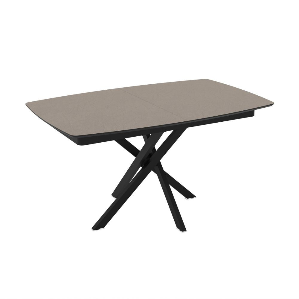 Tavolo allungabile piano grigio tortora e gambe in metallo nero Filis 145x90x76H