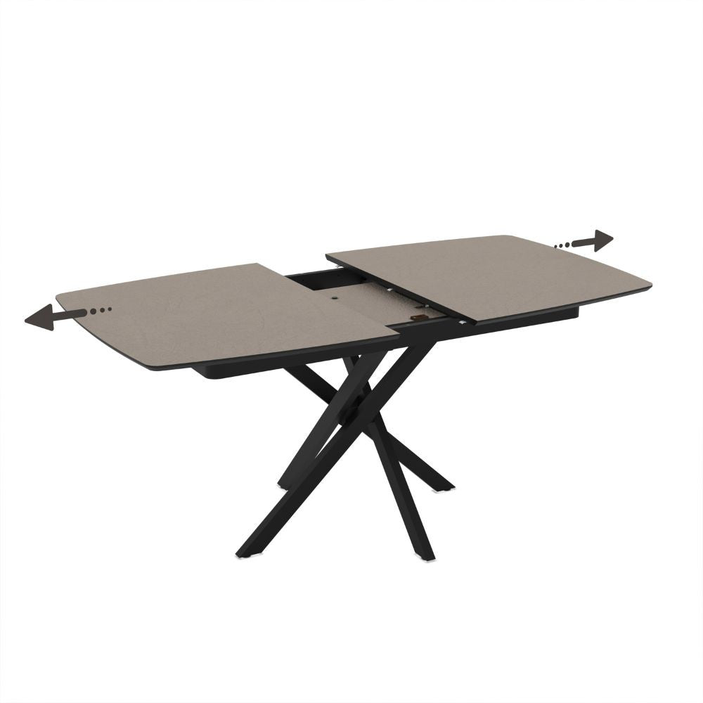 Tavolo allungabile piano grigio tortora e gambe in metallo nero Filis 145x90x76H