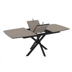 Tavolo allungabile piano grigio tortora e gambe in metallo nero Filis 145x90x76H