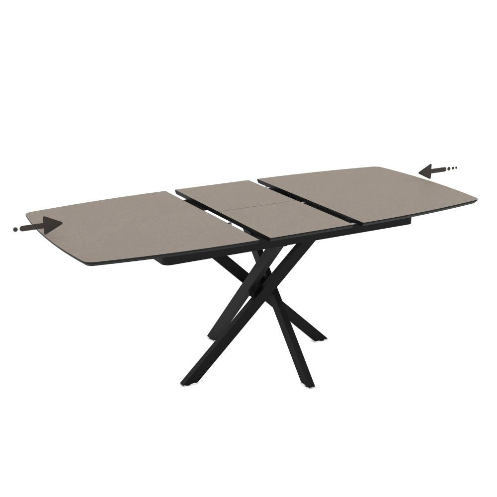 Tavolo allungabile piano grigio tortora e gambe in metallo nero Filis 145x90x76H