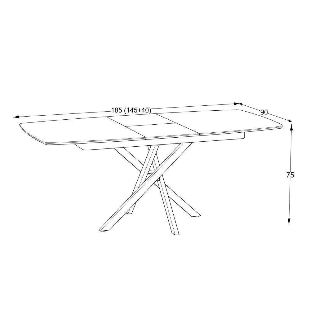 Tavolo allungabile piano grigio tortora e gambe in metallo nero Filis 145x90x76H