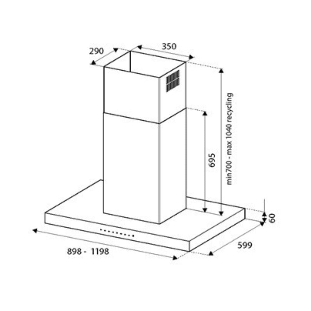 Cappa isola Bertazzoni KTI90PRO1XA 90 cm. motore a 3 velocità acciaio inox classe A