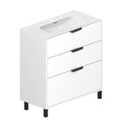 Mobile bagno Triana bianco lucido con 3 cassettoni e lavabo 80x38x85H