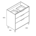 Mobile bagno Triana bianco lucido con 3 cassettoni e lavabo 80x38x85H