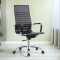 Poltrona ufficio in PVC nero con base cromata CR552H - Eleganza dirigenziale e Comfort dinamico