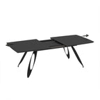 Tavolo allungabile Merkur con gambe in metallo sagomate e piano colore nero 190x103x76H