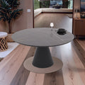 Tavolo girevole allungabile Yandan con piano effetto marmo nero lucido e base conica in metallo nero 150x94x76H
